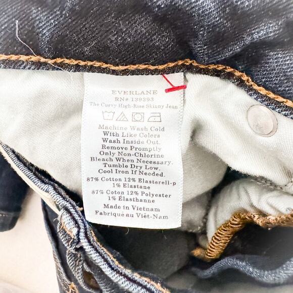 Everlane The Curvy High-Rise Skinny Jean Dark Wash Denim Size 25 - Picture 5 of 8